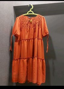 Mast &amp; Harbour Orange Tiered A-Line Dress