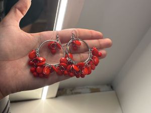 Chandelier Style Red Beaded Earrings/Jhumka