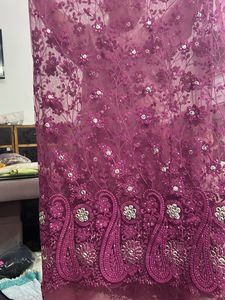 Beautiful Purple Embroidered Fabric