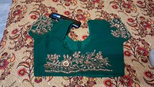 Embroidered Emerald Green Saree