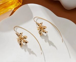 Gold Flower Drop Earrings