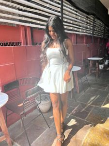 Elegant white Backless Mini Dress