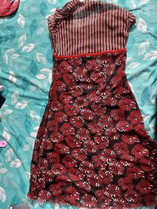 BIBA Red Floral Print Kurta