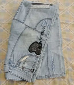 Light Wash Patchwork Jeans with Zippers