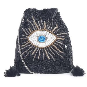 Eye-Catching Beaded Drawstring Sling Bag