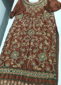 Embellished Brown Kurta Set