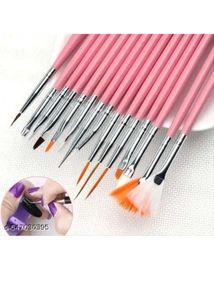 Nail Art Brush Set - Pink Handles