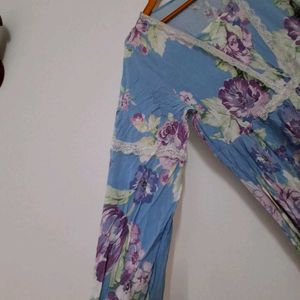 Elegant Blue Floral Maxi Dress