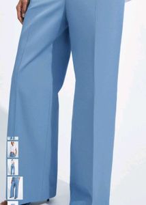 High-Waisted Wide-Leg Blue Trousers