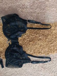 Black Lace Bra and Thong Set