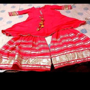 Elegant Red Kurta Set with Sharara