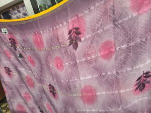 New Beautiful Purple Saree with Pink Motifs