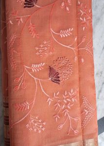 💃💃New Elegant Embroidered Peach Saree