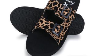 Leopard Print Buckle Slides