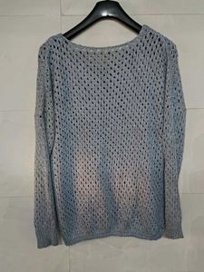 Gray Knit Pullover Sweater