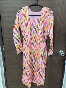 Vibrant Pink Zigzag Print Kurta