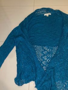 Teal Knit Open Front Cardigan