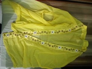 Beautiful Yellow &amp; White Ethnic Gown