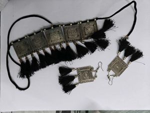 Boho Tassel Choker Necklace Set