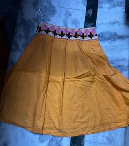 Vibrant Orange Embroidered Ethnic Skirt