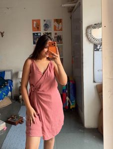 Cute Pink Wrap Dress