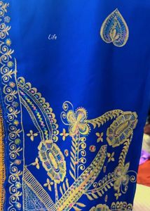 Vibrant Blue Embroidered Saree