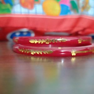 Red &amp; Gold Bangles (Polla Set of 2)