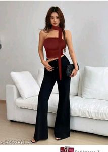 Chic Maroon Tube Top with Scarf