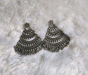 Ethnic Oxidized Silver Jhumka Earrings