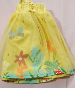 Adorable Yellow Floral Suspender Skirt