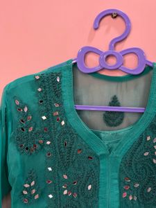 Teal Embroidered Kurta