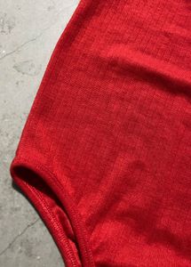 Sleeveless Red Turtleneck Bodysuit