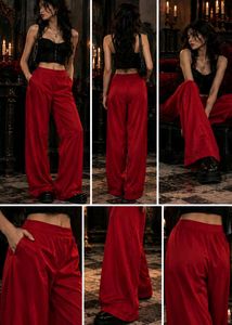 Elegant Red Wide Leg Trousers