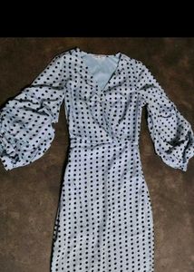 Blue Polka Dot Wrap Dress