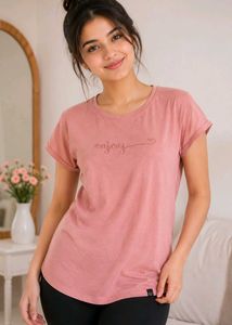 Cute Pink "enjoy" Graphic T-Shirt