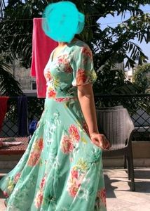 Rare Green Floral Printed Fit & flare Dress(Like N