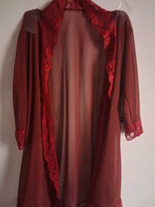Sheer Lace Trim Robe