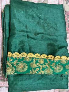 Elegant Green Saree with Gold Embroidery