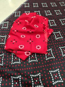Red bandhani printed crepe material