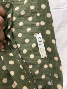 Sage Green Polka Dot Puff Sleeve Top
