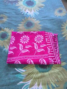 Vibrant Pink Floral Print Saree