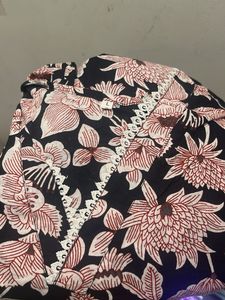 Floral Print Kurta with Lace Trim