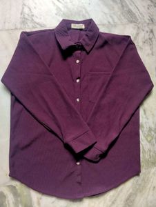 Purple Corduroy Button-Up Shirt