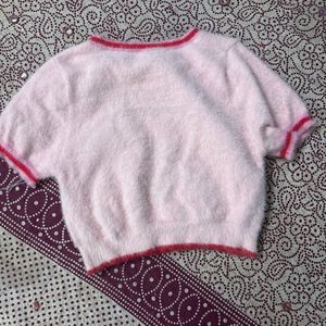 Fuzzy Cherry Sweater Top