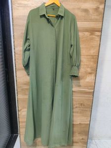 Green Midi Dress with Crochet Overlay