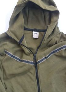 Olive Green Zip-Up Hoodie Jacket