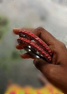 Stunning Red &amp; Crystal Bangles