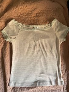 y2k shoujo laced top Striped  Lace Tri
