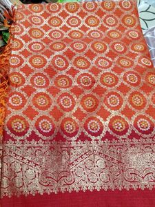 Beautiful Orange Brocade sareee