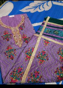 Purple Embroidered unstitched